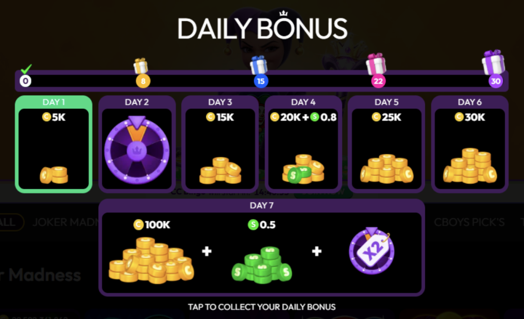 Crown Coins Casino Daily Bonus